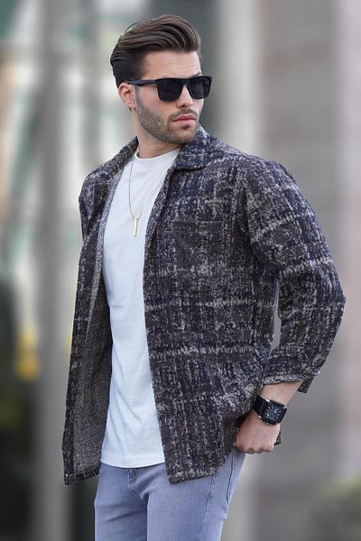 Madmext Кафява мъжка риза Lumberjack с шарки 6749