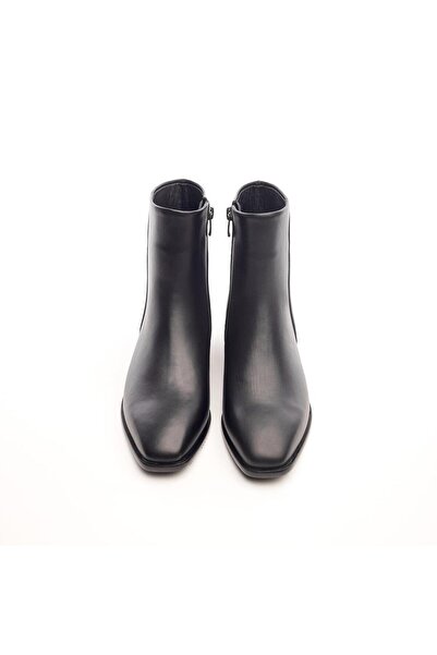 derinet Klasik Hakiki Deri Fermuarlı Kadın Bot