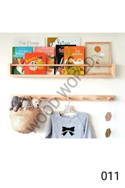 Tasarım Montessori ahşap raf ve askılık ahşap raf ve askılık doğal raf ve ask...