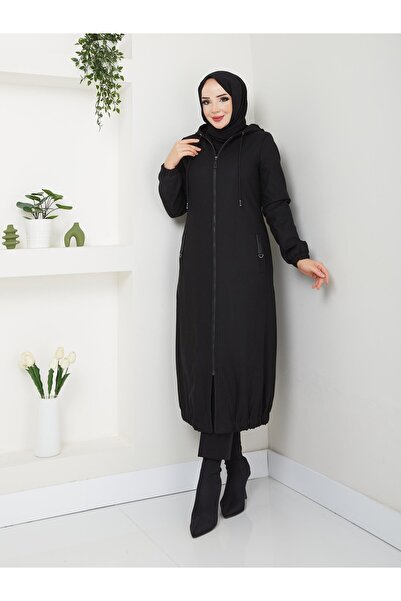 Doque Kışlık Siyah Ince Kaşe Kadın Kaban Genç Spor 54007