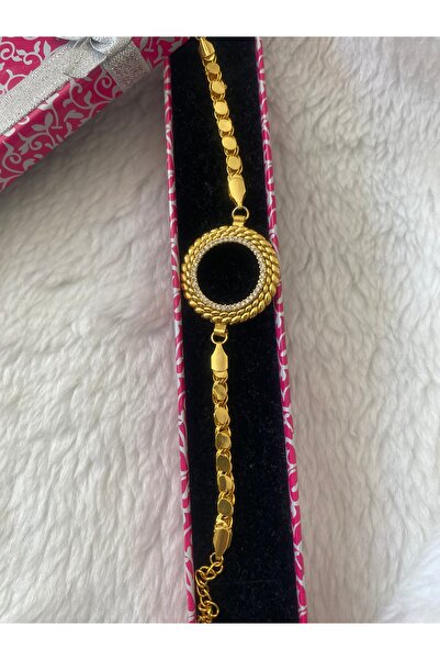 gülen dm Altın kaplama halep zincirli  yarım takmalık kelepçe bileklik