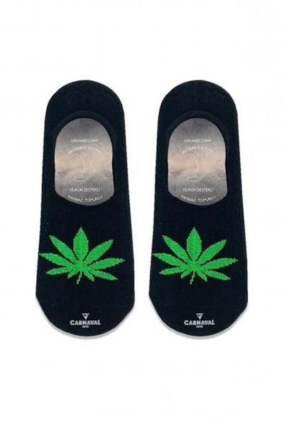 CARNAVAL SOCKS Силиконови балерини с шарка Mariana Leaves в черно, неплъзгащи се