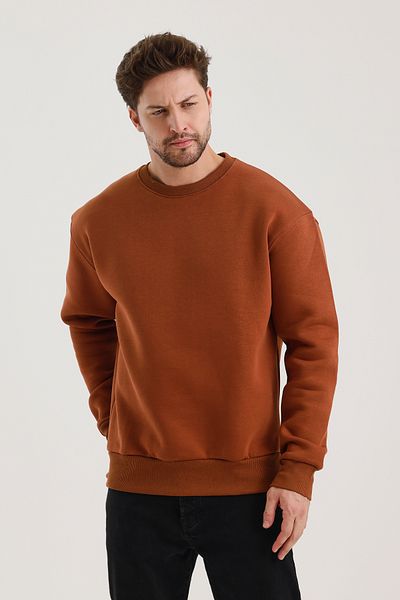 COMBİNE MİCHAİL Ανδρικό φούτερ Cinnamon Crew Neck Oversize Raster Basic