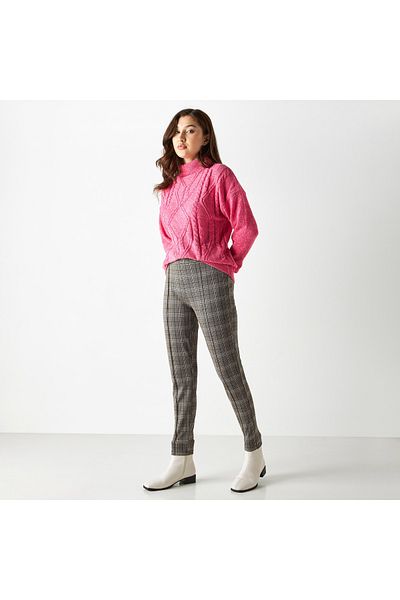 2Xtremz Checked Jacquard Treggings with Elasticised Waistband