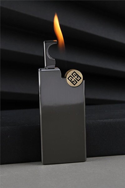 Silvio Monetti Özel Tasarım Kapaklı Alevli Siyah Gazlı Çakmak CAKSM043T
