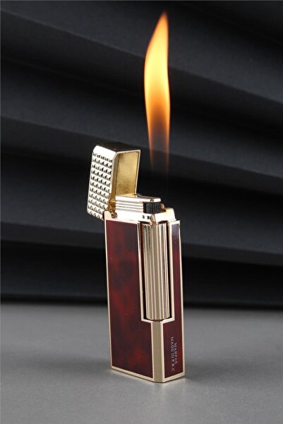 Silvio Monetti Kapaklı Özel Tasarım Alevli Kahverengi Desenli Gazlı Çakmak CA...