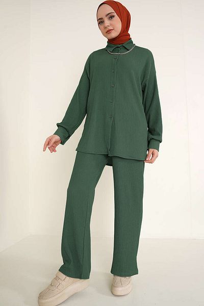 Bigdart T5858 Gestricktes Hijab-Doppelset – Smaragdgrün