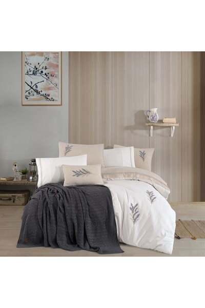 Hobby Mimoza Keten Çift Kişilik Çeyiz Seti - Antrasit