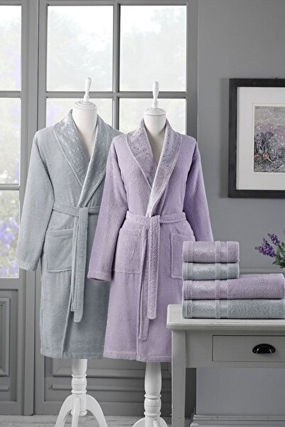Özdilek Dory Family Bathrobe Set Lilac-Grey