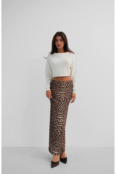 vuvutasarım Γυναικεία μάξι φούστα με σχέδιο Leopard High Waist 24W02020