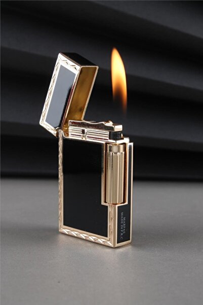 Silvio Monetti Özel Tasarım Kapaklı Yandan Çevirmeli Güçlü Alevli Siyah Altın...