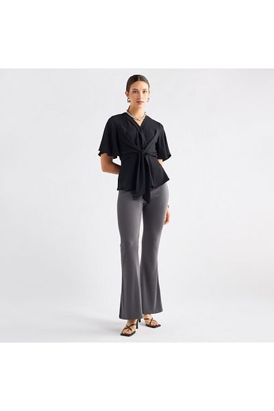 FAV Full Length Ribbed Flared Leggings with Elasticated Waistband