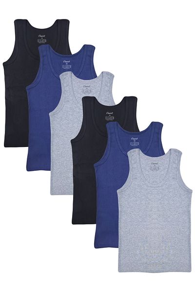 Onurel Boys' 6-Piece Ribbed Cotton Colored Undershirt