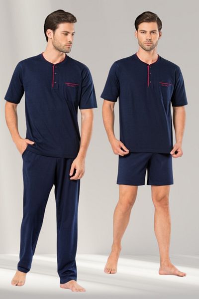 Pierre Cardin Ανδρικό Σετ Πιτζάμες 3 τεμαχίων Navy Blue Claret Red Color Alternative