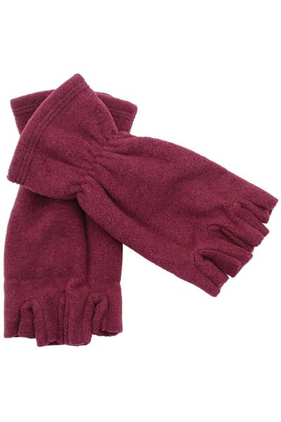AXE SPORTSWEAR Unisex Claret Red Fingerless Cut-Out Half Finger Winter Thermal Fleece Gloves