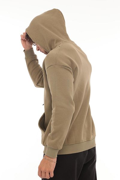 Miron Χακί κεντημένο oversize φούτερ με κουκούλα - τσόπερ κεφαλής με τρεις κλωστές - 2319