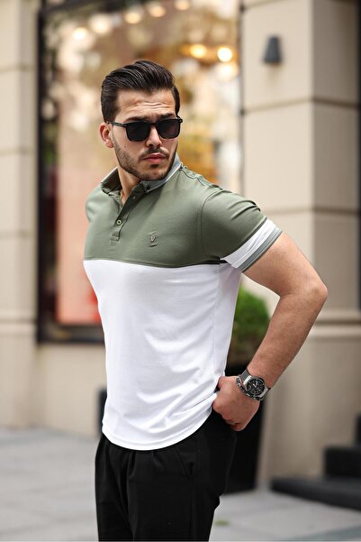 Miron Μπλουζάκι με κολάρο πόλο χακί λευκό κοντομάνικο - Kagi Ston Piece, Μοντέλο 2402