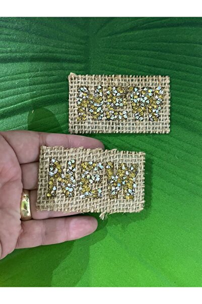 Gönülden Tasarım 2 ADET ÜTÜ İLE YAPIŞAN NEW YAZI HASIR ARMA SET DİKİŞ APLİKE ...