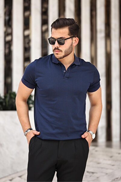 Miron Μπλουζάκι με κοντό μανίκι Kamel Navy Blue ριγέ ζακάρ πόλο λαιμόκοψη - 2429