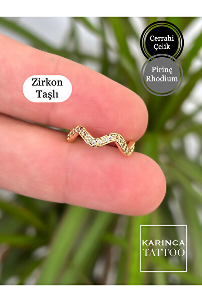Karınca Piercing Deniz Dalga Rhodium Çelik Zirkon Taşlı Ear Cuff Orbital Conch Piercing Nipple Halka Kulak Küpe