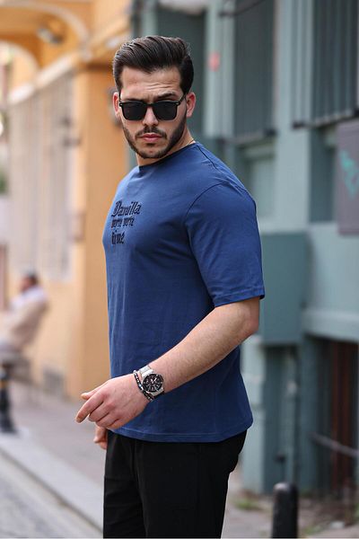 Miron Μπλουζάκι με κοντό μανίκι Navy Blue Oversize - 2422