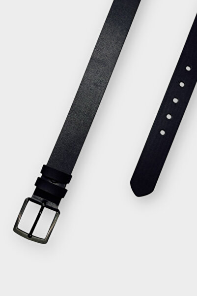 COTTONLAB Men's 4 cm Leather Black Belt