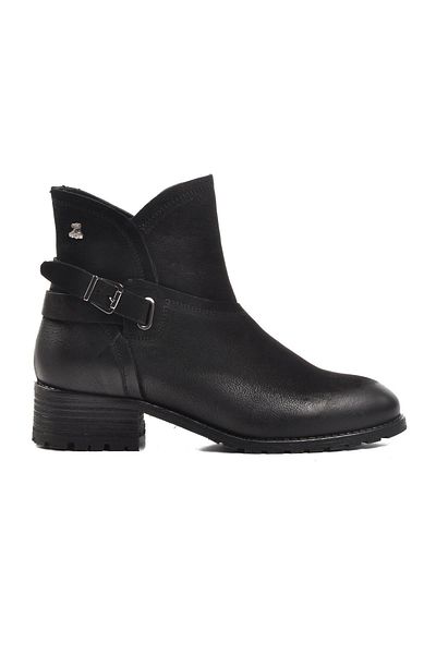 Venüs 2253407 K Black Nubuck Genuine Leather Women's Boots with Fleece Inside