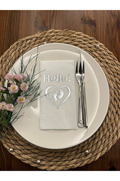 kidspartim منديل هالو بيبي باللون الأبيض الفضي المذهب 16 قطعة