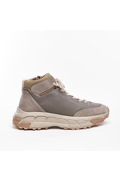 derinet Bağcıklı-Fermuarlı Hakiki Deri Erkek Bot