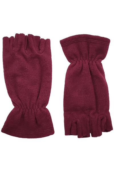 AXE SPORTSWEAR Unisex Claret Red Fingerless Cut-Out Half Finger Winter Thermal Fleece Gloves