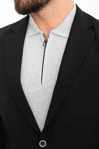 Mcr Straight Slim Fit Bag Pocket Mono Collar Men's Jacket Black - 40294.23Y
