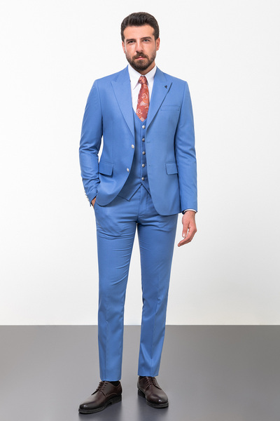 Mcr Straight Slim Fit Wide Collar Men's Suit