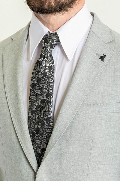 Mcr Straight Slim Fit Mono Collar Linen Men's Suit Light Gray - 45227.23Y