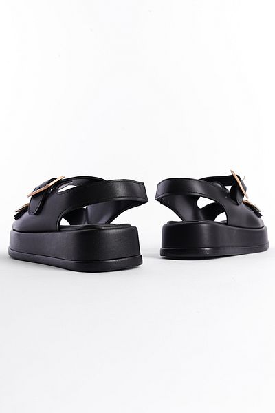 Capone Outfitters Damensandalen mit Keilabsatz und doppelter Riemenschnalle