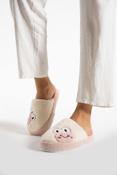 Efolle Women's Frog Figured Silent Sole Plush House Slippers