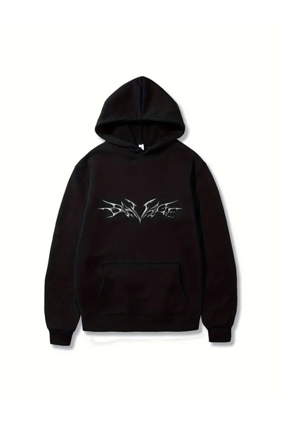 EVIus Unisex, 3 fire, bumbac în interior, Ba cu imprimeu Ka cu glugă Sweatshr...