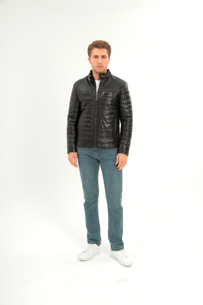 saremod Dubai Model Black Men's Leather Coat