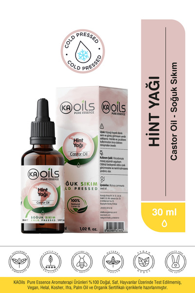 Hint Yağı 30 ml | Yoğun Kıvam - Castor Oil | Cit, Kaş, Kirpik ve Saç Bakımı İçin İdeal