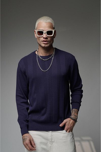 Butik Оребрен пуловер с голям размер плетена яка