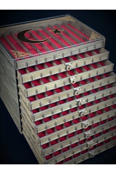 Yaman Hediyelik Kişiye Özel Şeffaf Kapaklı Ahşap Tesbih Koleksiyon Kutusu, Tesbihlik (100 TESBİHLİK)