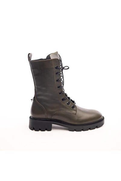 derinet Hakiki Deri Fermuarlı Kadın Bot