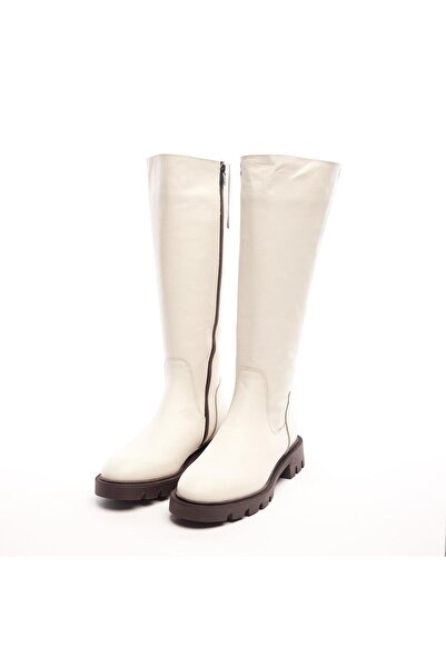 derinet Hakiki Deri Fermuarlı Kadın Çizme