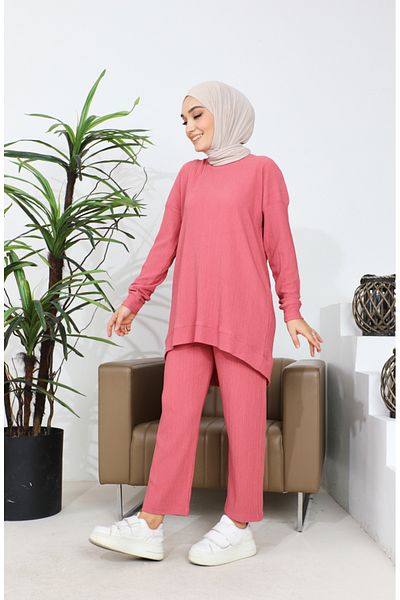 sefamerve Set tunică și pantaloni Dusty Rose Bürümcük - 20036-04