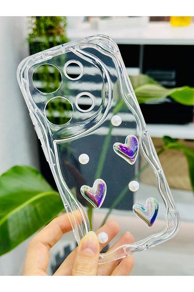 Go Aksesuar حافظة سيليكون مطبوعة بتصميم لعبة القلب اللؤلؤي متوافقة مع Xiaomi Redmi Note 13 Pro 4g