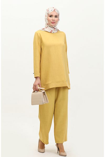 sefamerve Mustard Tunic and Trousers Double Set - 20033-01