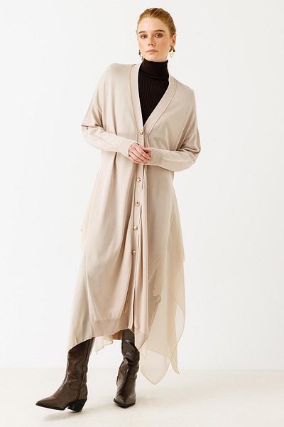 Ghisa Chiffon Detailed Knitwear Cardigan