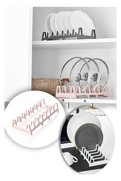 CEKAVE Pot Lid Organizer - 6 Compartment Pot Lid Rack