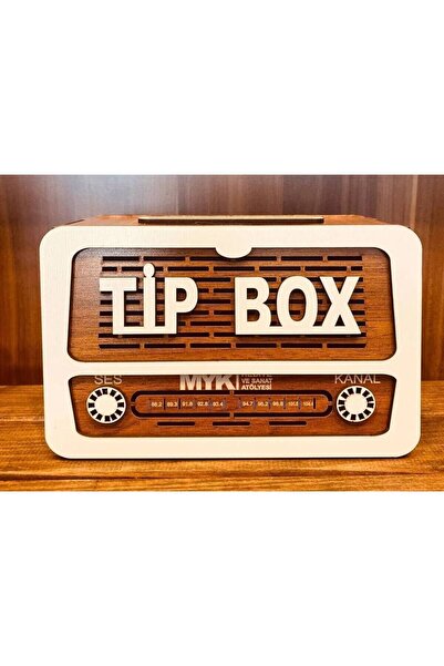 Genel Markalar - Ahşap Kumbara Nostalji Radyo Tip Box Bahşiş Kutusu Tipbox