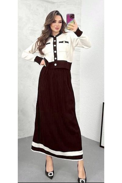 zefusestore Double Knitwear Set (Jacket and Skirt 1St Quality 100% Arcylic)