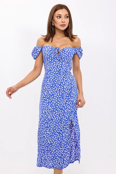 Hiccup Rochie midi cu imprimeu floral, cu umeri și fante laterale